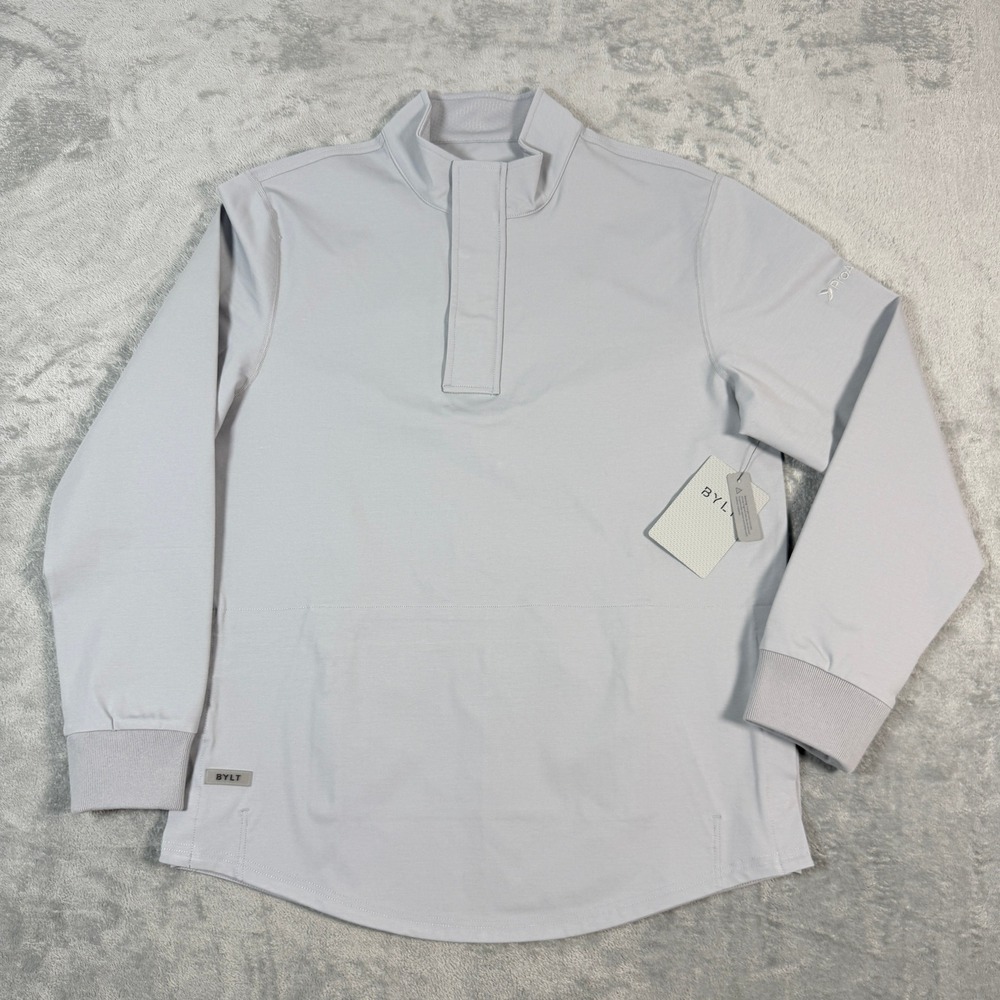 BYLT Mens M Elite+ Fairway Drop-Cut Pullover Storm Grey Magnetic Mock